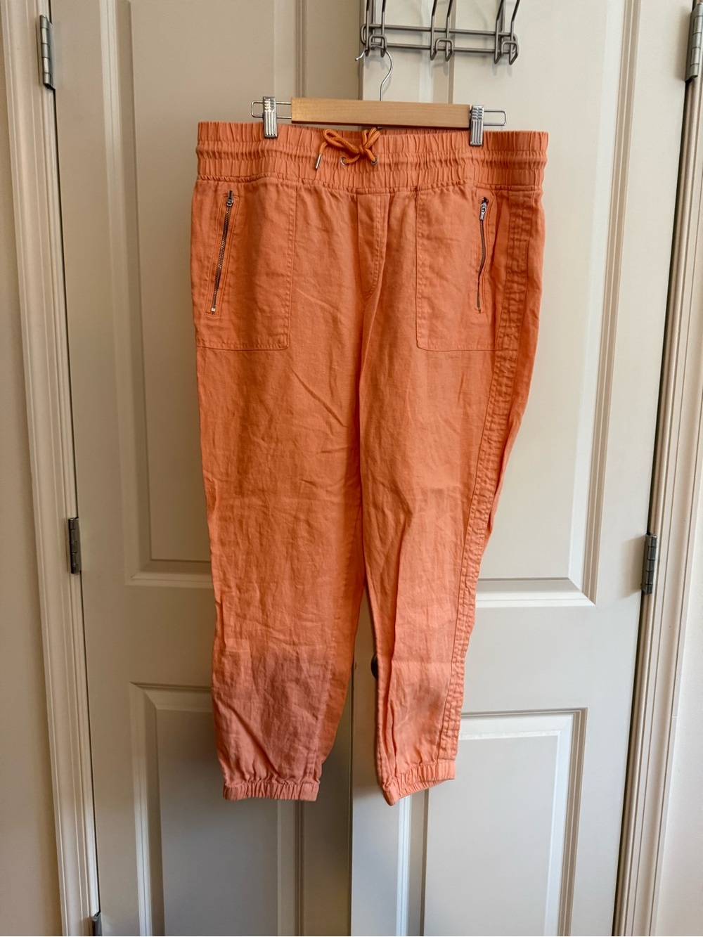Athleta Orange Drawstring Linen-Blend Jogger Pants